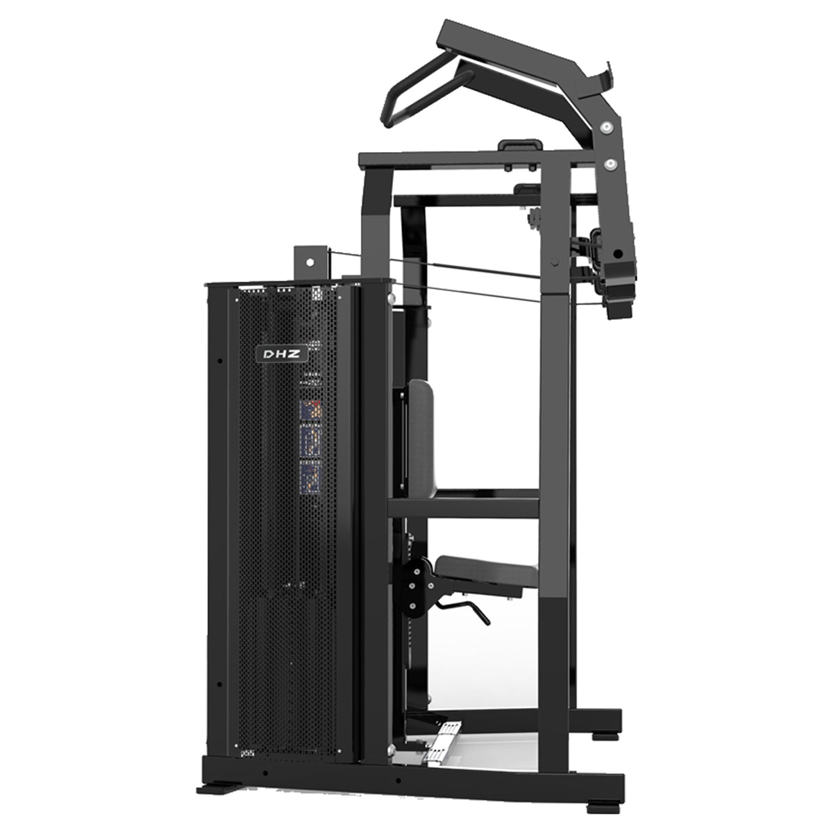 DHZ D-FORCE PM2044 Front Pulldown – Dual Weight Stack Front-Latzugmaschine – schwarze Polster, Produktansicht 05