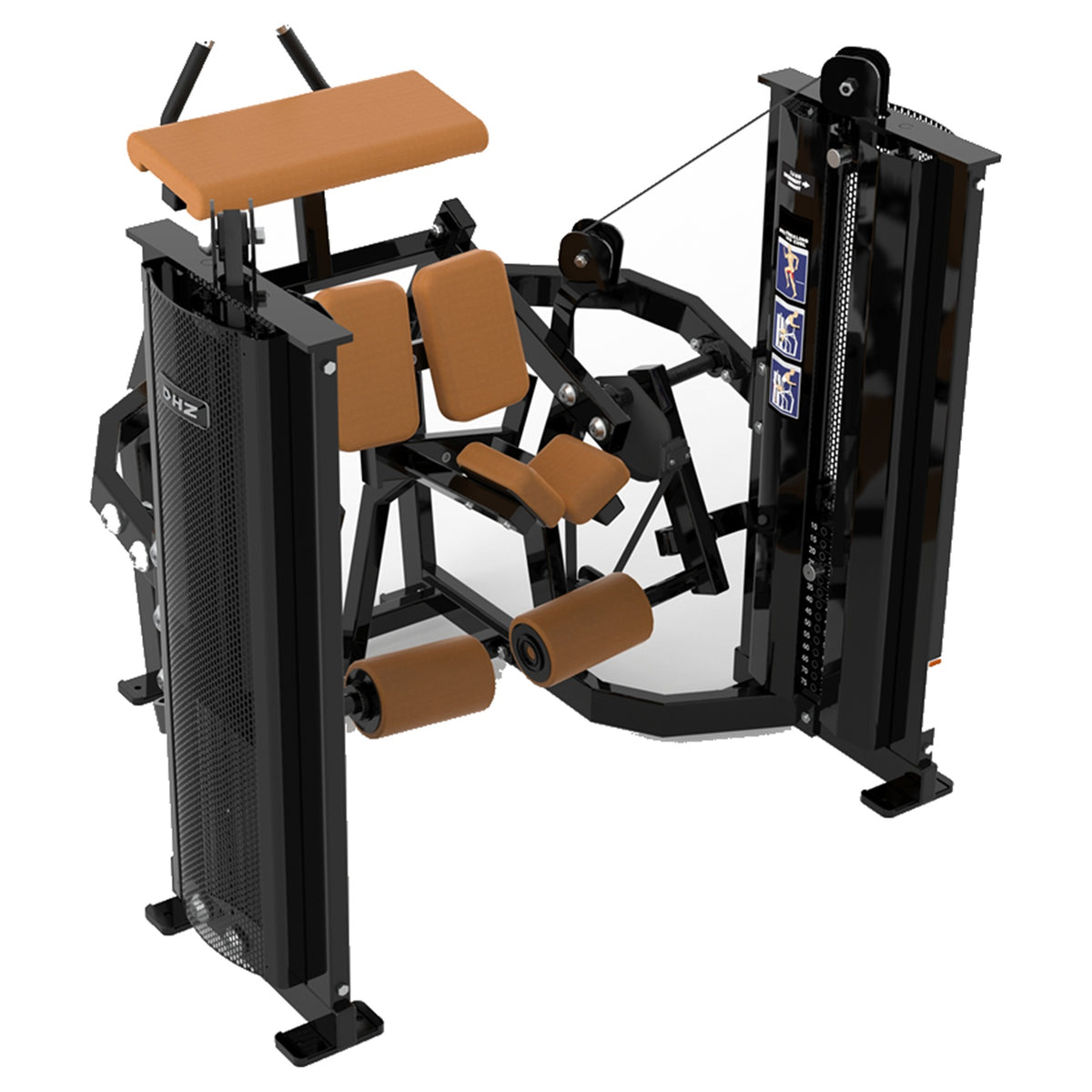 DHZ D-FORCE PM2047 Kneeling Leg Curl – Dual Weight Stack Kniender Beinbeuger – braune Polster, Produktansicht 05