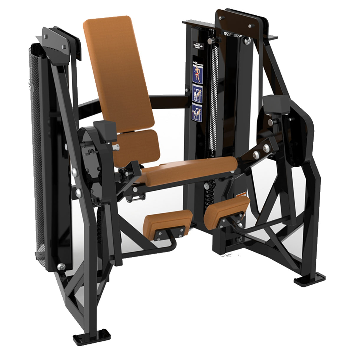 DHZ D-FORCE PM2048 Leg Extension – Dual Weight Stack Beinstrecker – braune Polster, Produktansicht 05
