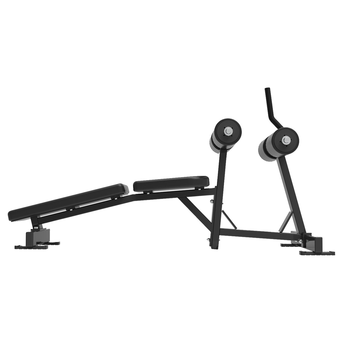 DHZ S-FORCE PM3006 Decline Abdominal Bench – Freihantel Negativ-Bauchbank – schwarze Polster, Produktansicht 05