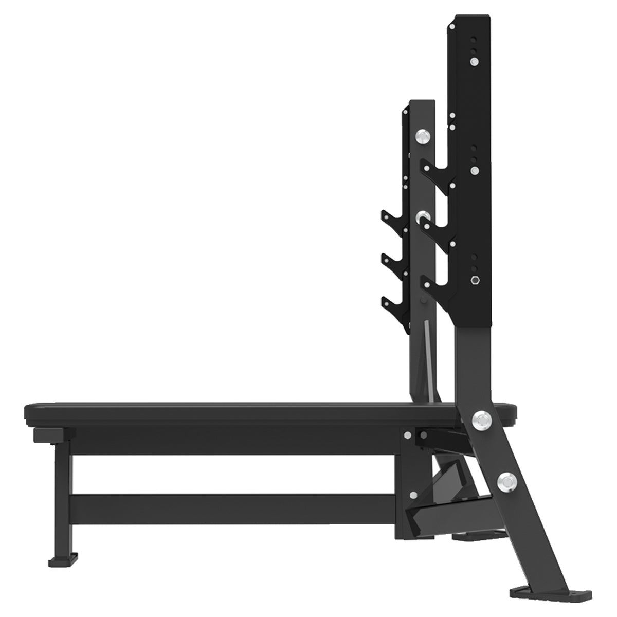 DHZ S-FORCE PM3012 Olympic Flat Bench – Freihantel Olympische Flachbank – schwarze Polster, Produktansicht 05