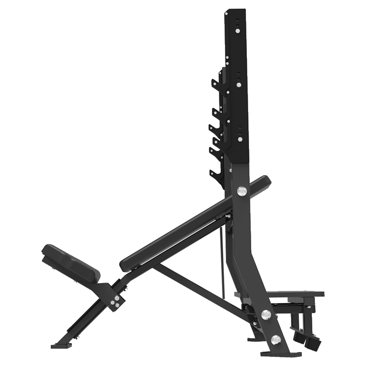 DHZ S-FORCE PM3013 Olympic Incline Bench – Freihantel Olympische Schrägbank – schwarze Polster, Produktansicht 05