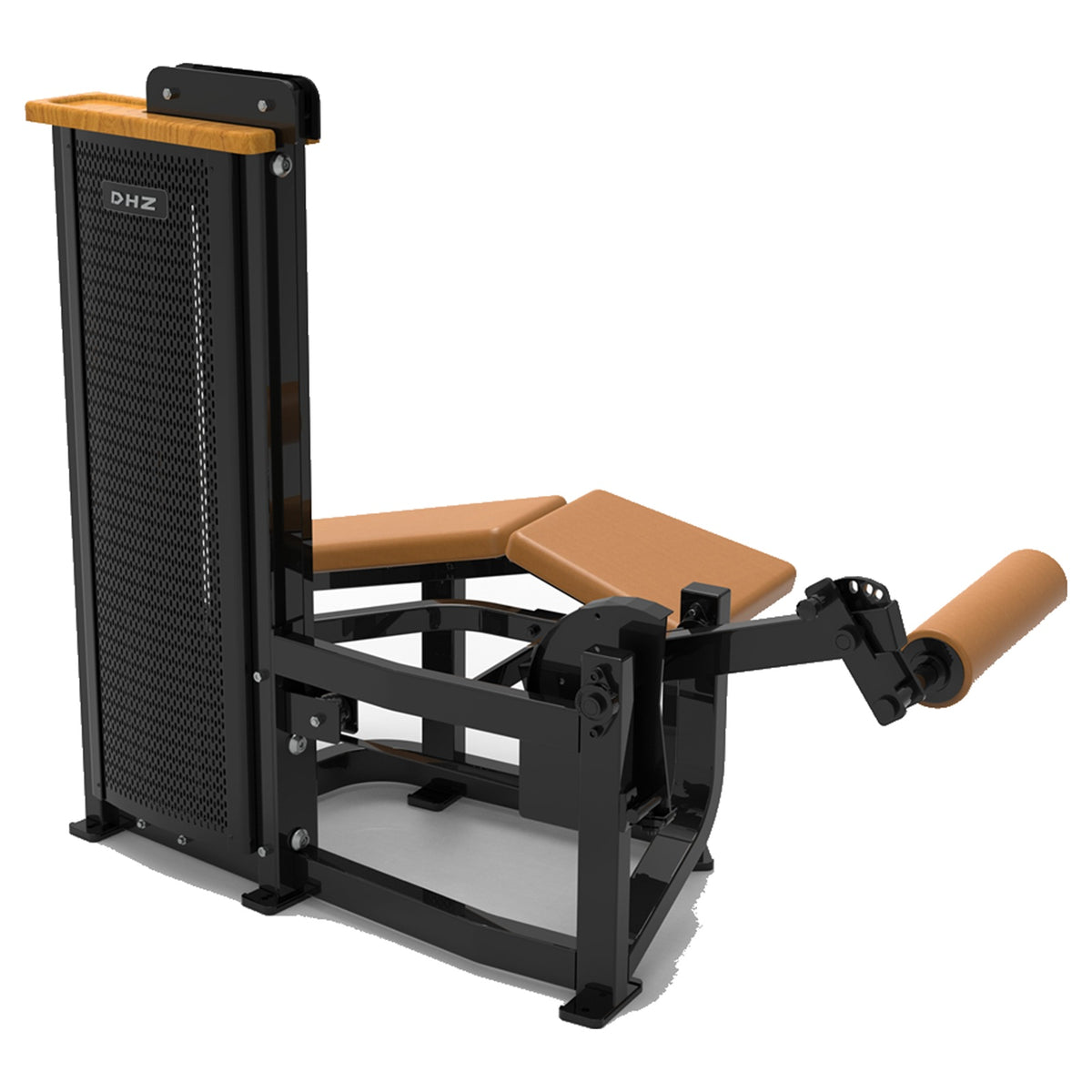 DHZ S-FORCE SM5001 Prone Leg Curl – Gewichtsblock Liegender Beinbeuger – braune Polster, Produktansicht 05