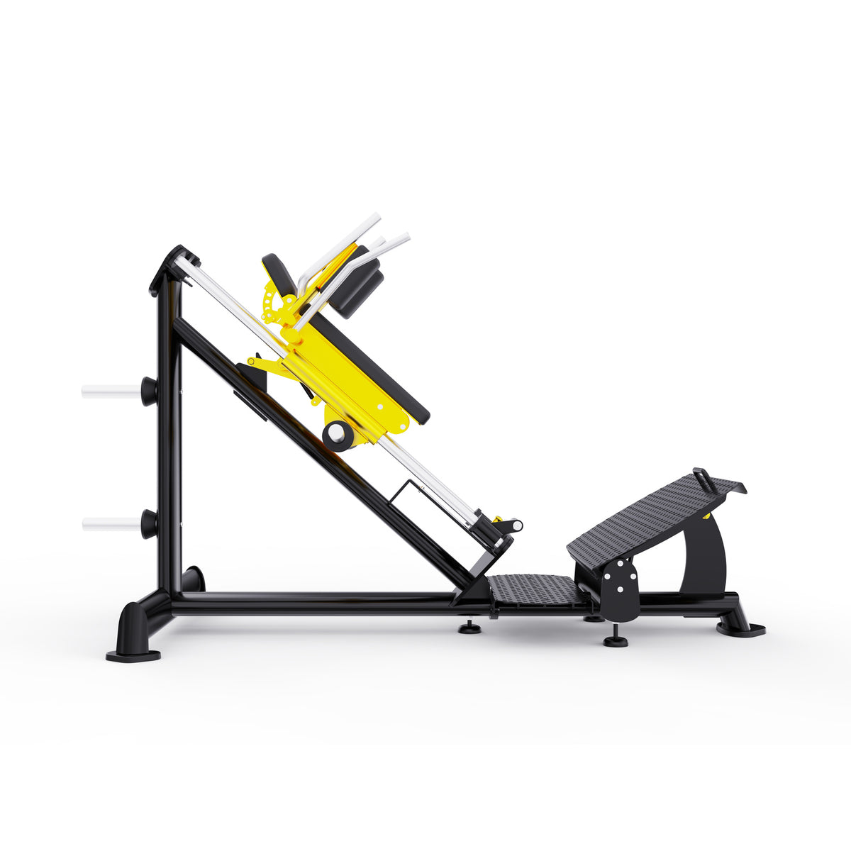 DHZ TITAN Extreme T939 Super Hack Slide – Professionelle Hack Squat Maschine für effektives Beintraining – super hack slide schwarz gold seitenansicht