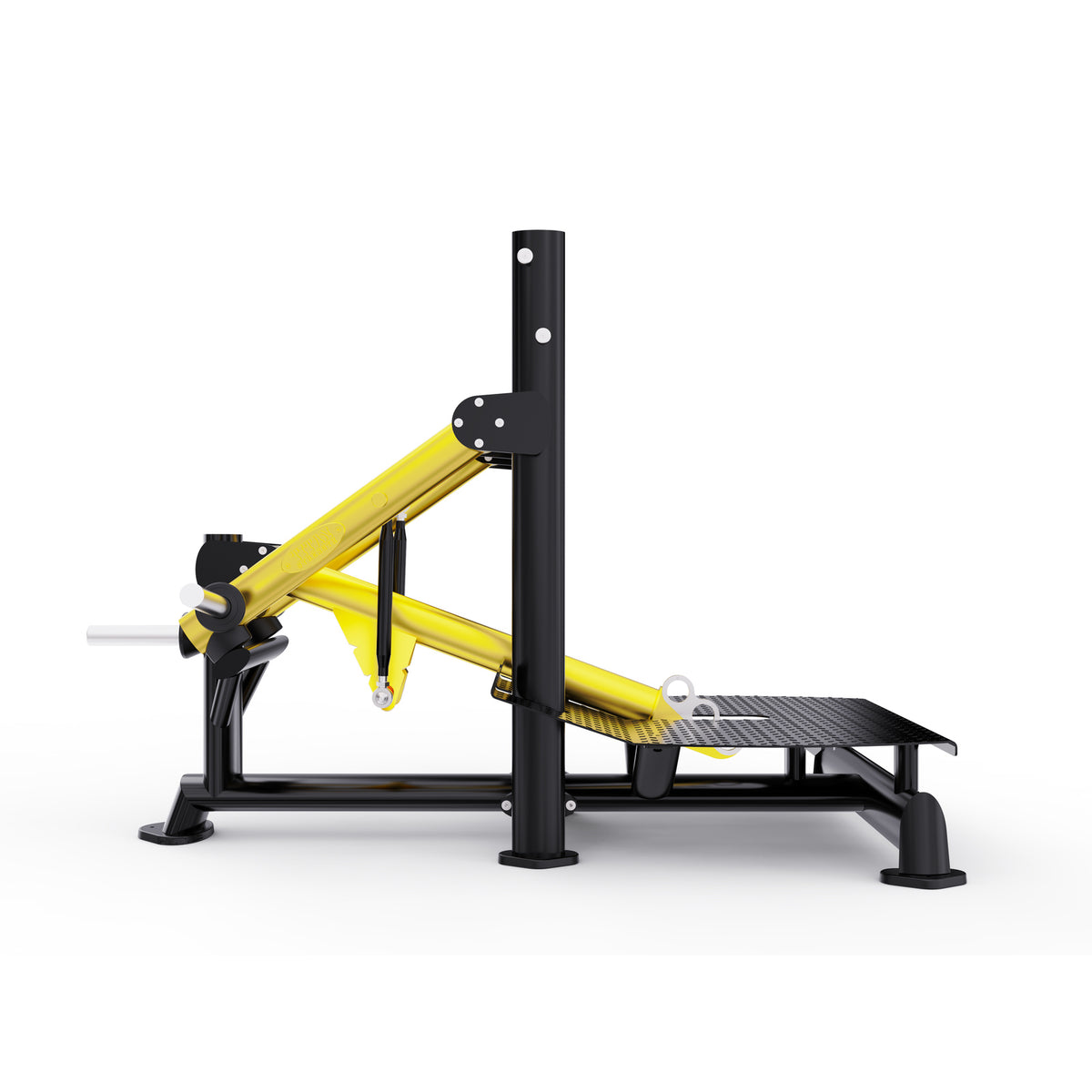 DHZ TITAN Extreme T940 Super Belt Squat – Professionelle Belt Squat Maschine für intensives Beintraining – super belt squat schwarz gold seitenansicht