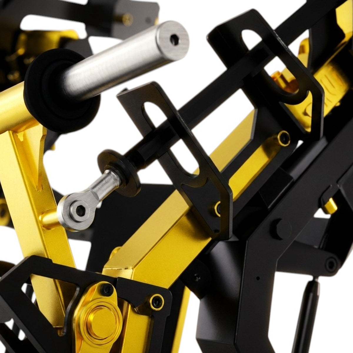 DHZ TITAN Mechanix Y915ZA Incline Chest Press - Plate Loaded Brustpresse für obere Brust – incline chest press schwarz gold gewichtaufnahme detail