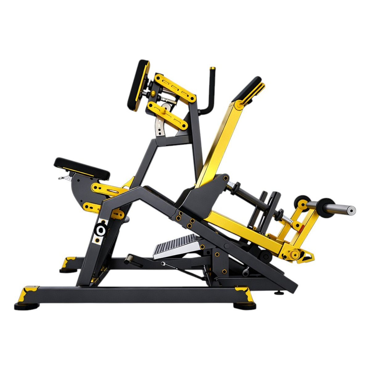 DHZ TITAN Mechanix Y930ZA Row - Plate Loaded Rudergerät für Rückentraining – row schwarz gold seitenansicht rechts