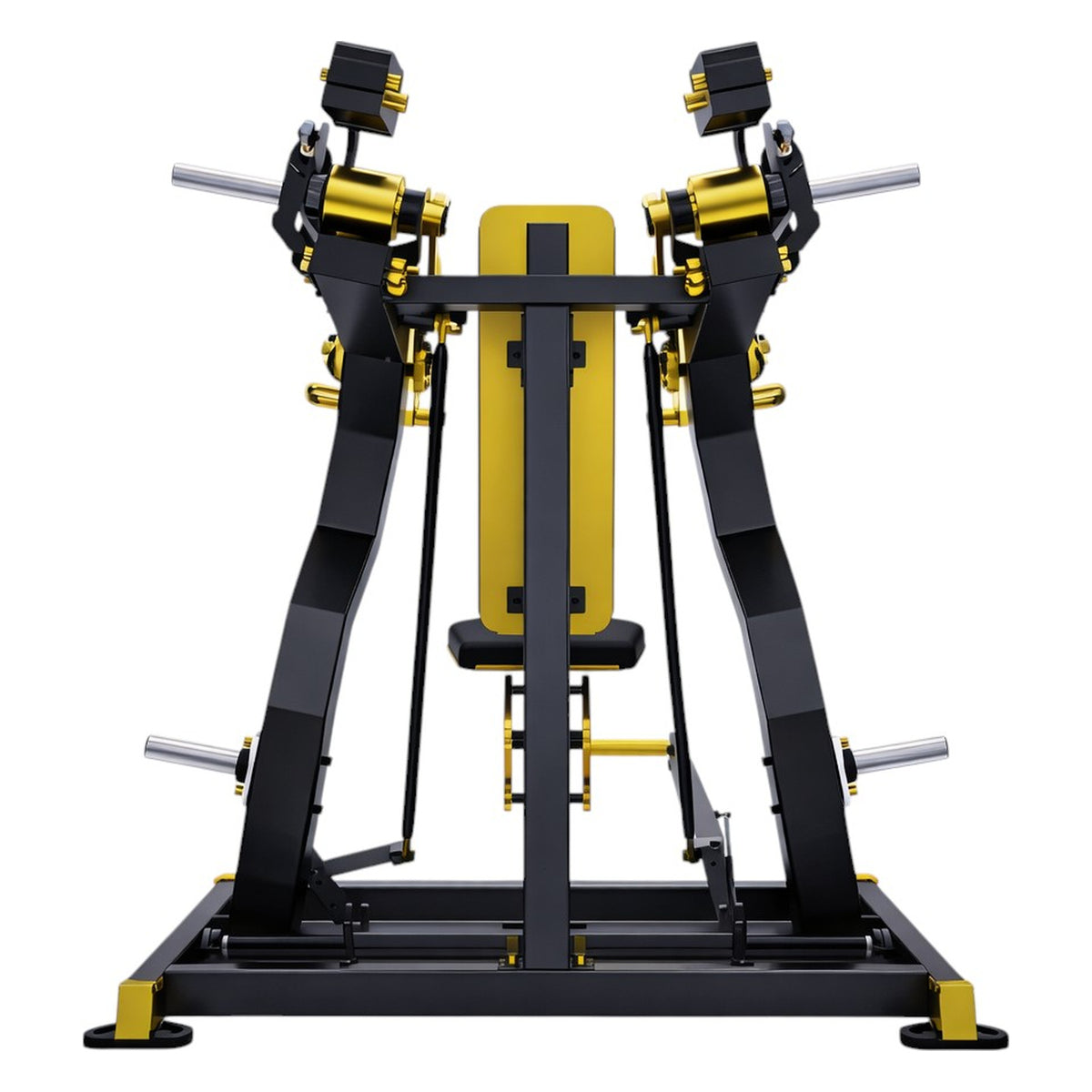 DHZ TITAN Mechanix Y935ZA Shoulder Press - Plate Loaded Schulterpresse für professionelles Oberkörpertraining – shoulder press schwarz gold rueckansicht