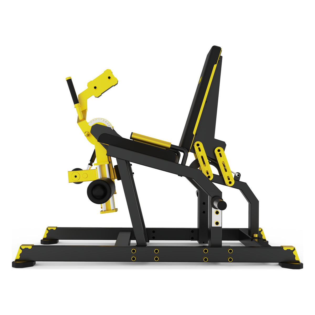 DHZ TITAN Mechanix Y961ZAG Leg Extension – Plate Loaded Beinstrecker – dhz titan mechanix y961zag leg extension schwarz gold profilansicht 