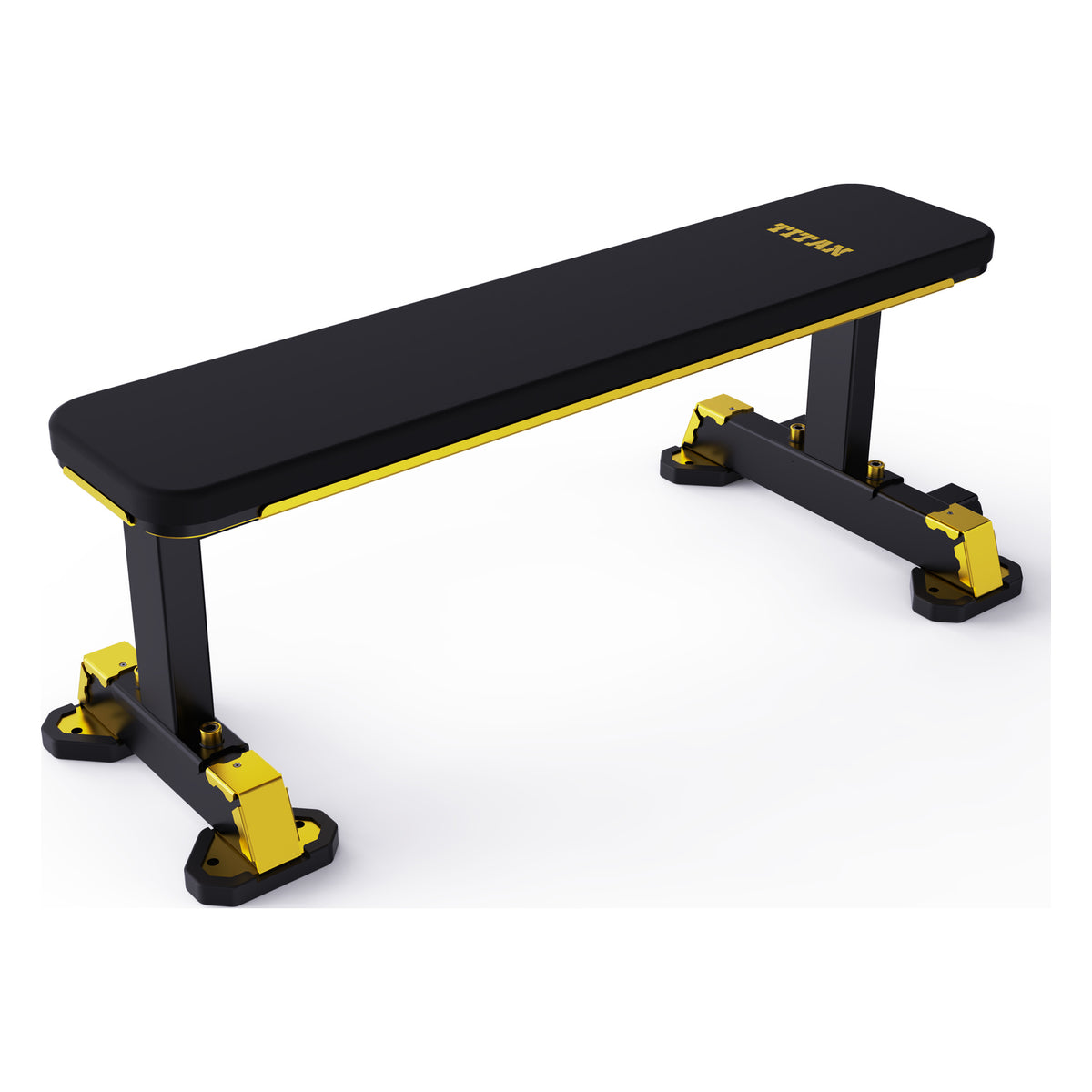 DHZ TITAN Mechanix Y980ZA Flat Bench - Flachbank für Freihanteltraining – flat bench schwarz gold ansicht rechts