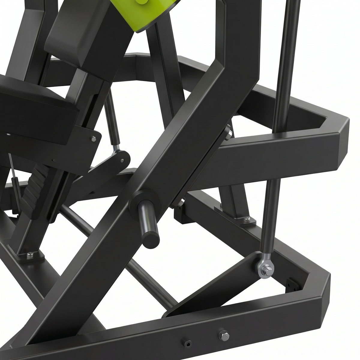 DHZ Y900 Y910L Decline-Brustpresse (Low Chest Press) mit Einstiegshilfe in Grün-Schwarz – Detail der Einstiegshilfe