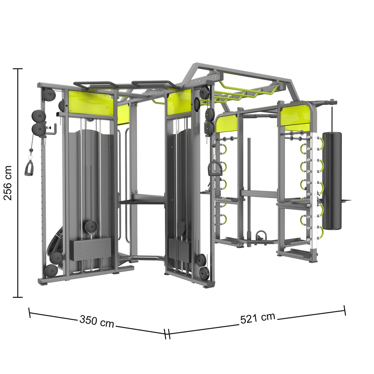 DHZ E360G Functional Training Tower – Abmessungen 521 × 350 × 256 cm