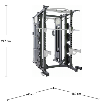 DHZ E6222 Combo Rack mit Kabelzug – Abmessungen 246 × 182 × 247 cm