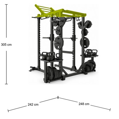 DHZ E6225 Tower Power Rack – Abmessungen 242 × 248 × 305 cm