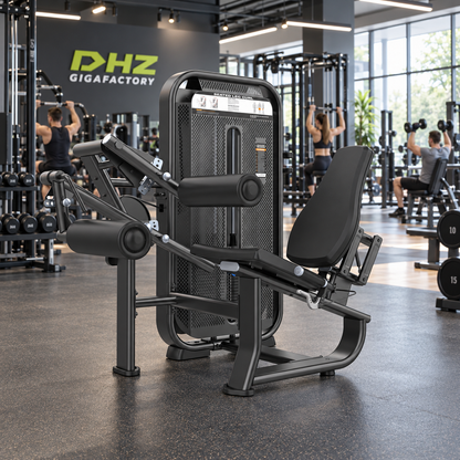 DHZ E7023 Seated Leg Curl frei im Fitnessstudio-Ambiente mit trainierenden Personen im Hintergrund