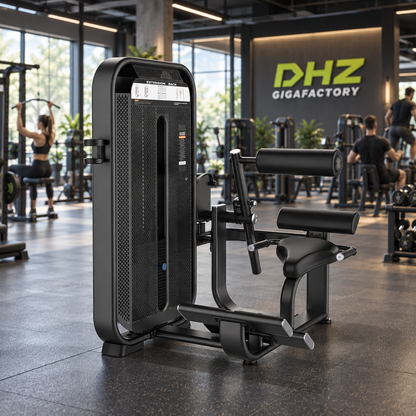 DHZ E7031 Back Extension frei im Fitnessstudio-Ambiente mit trainierenden Personen im Hintergrund
