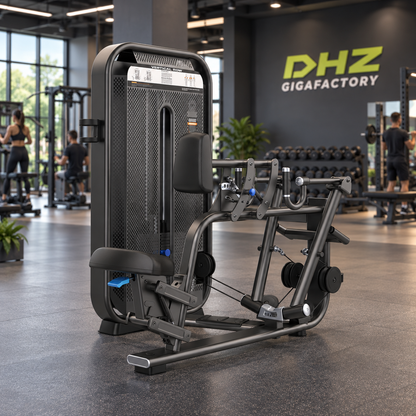DHZ E7034 Vertical Row frei im Fitnessstudio-Ambiente mit trainierenden Personen im Hintergrund