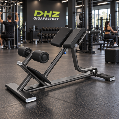 DHZ E7045 Back Extension frei im Fitnessstudio-Ambiente mit trainierenden Personen im Hintergrund