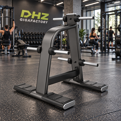 DHZ E7054 Vertical Plate Tree frei im Fitnessstudio-Ambiente mit trainierenden Personen im Hintergrund