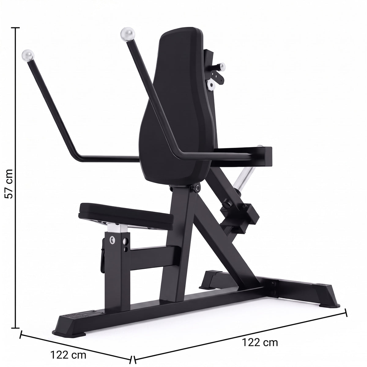 DHZ A614 Dual Triceps Extension Dip – Maßzeichnung mit Abmessungen für die Studio- und Trainingsplanung – Fitnessstudio, Krafttraining und kommerzieller Studioeinsatz