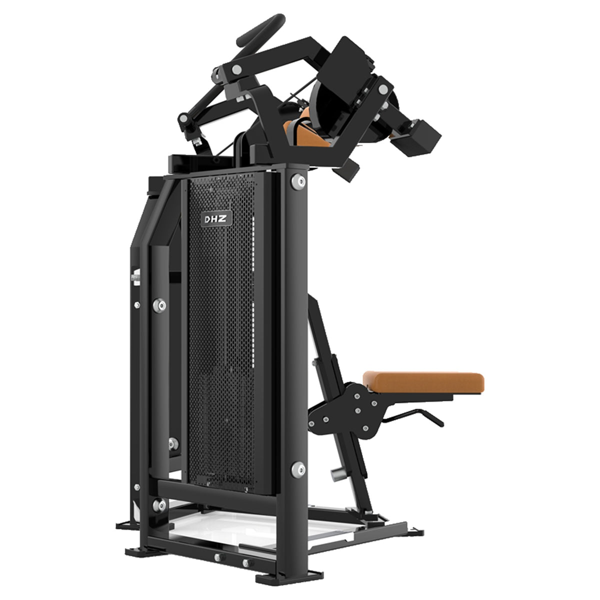 DHZ D-FORCE PM2037 Biceps Curl – Dual Weight Stack Bizepsmaschine – Detailansicht der professionellen Polsterung mit brauner Polsterung – Ansicht 6