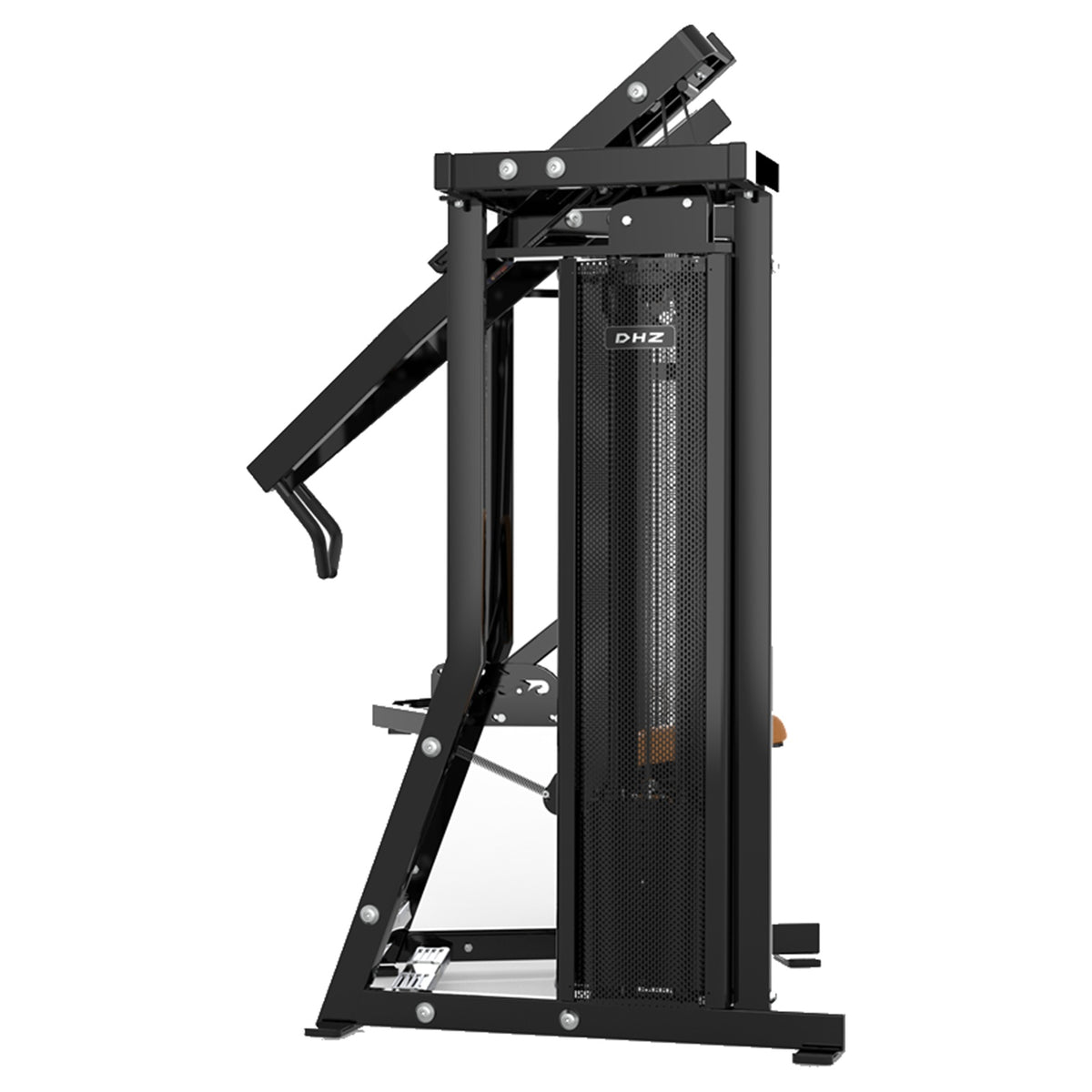 DHZ D-FORCE PM2039 Row – Dual Weight Stack Rudermaschine – braune Polster, Produktansicht 06
