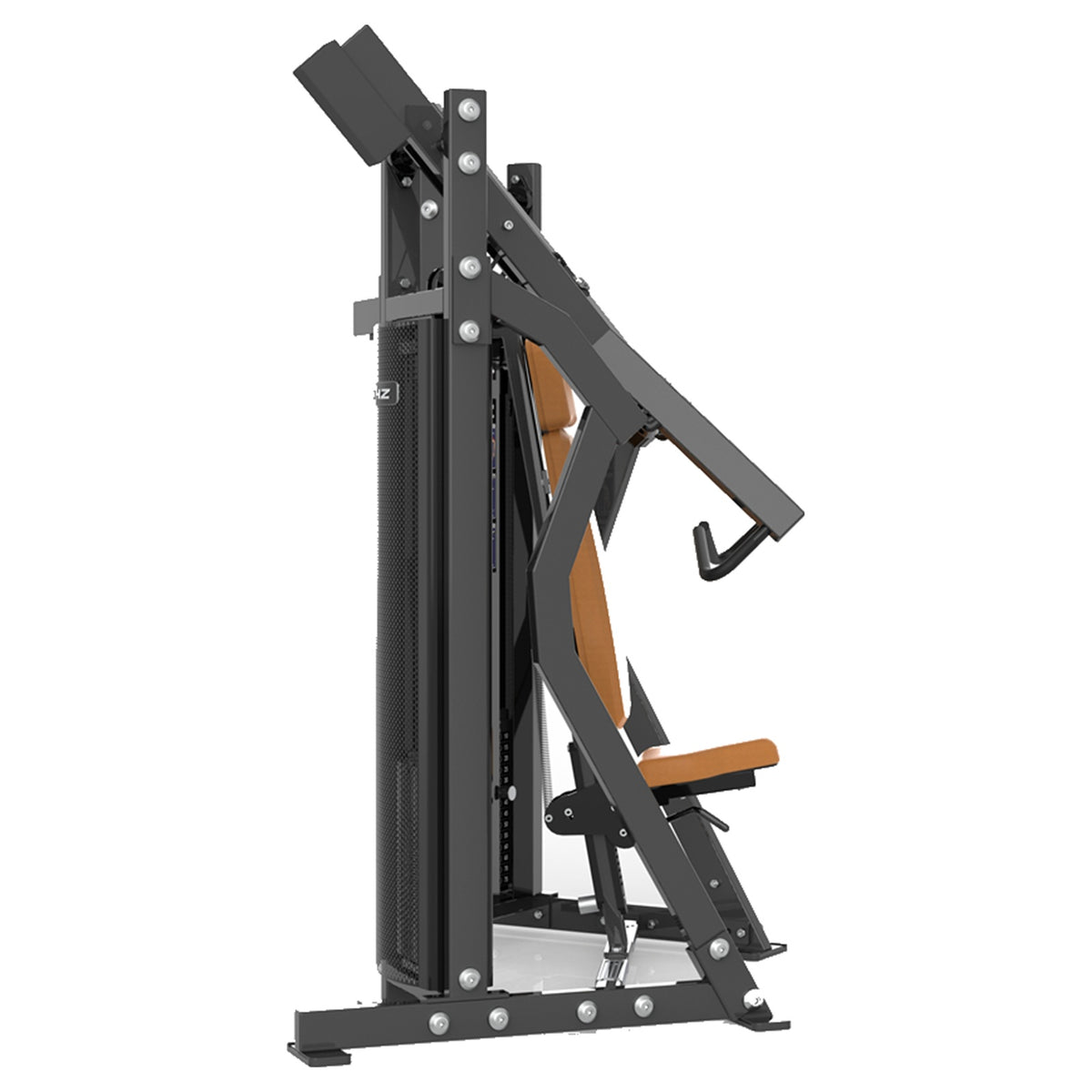 DHZ D-FORCE PM2040 Incline Chest Press – Dual Weight Stack Schrägbank-Brustpresse – braune Polster, Produktansicht 06