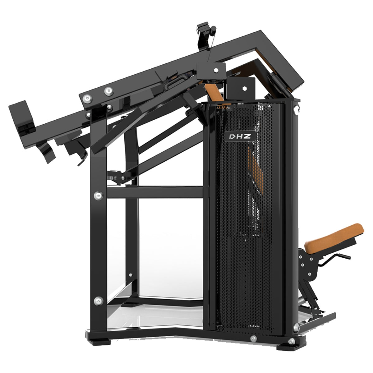 DHZ D-FORCE PM2041 Shoulder Press – Dual Weight Stack Schulterpresse – braune Polster, Produktansicht 06