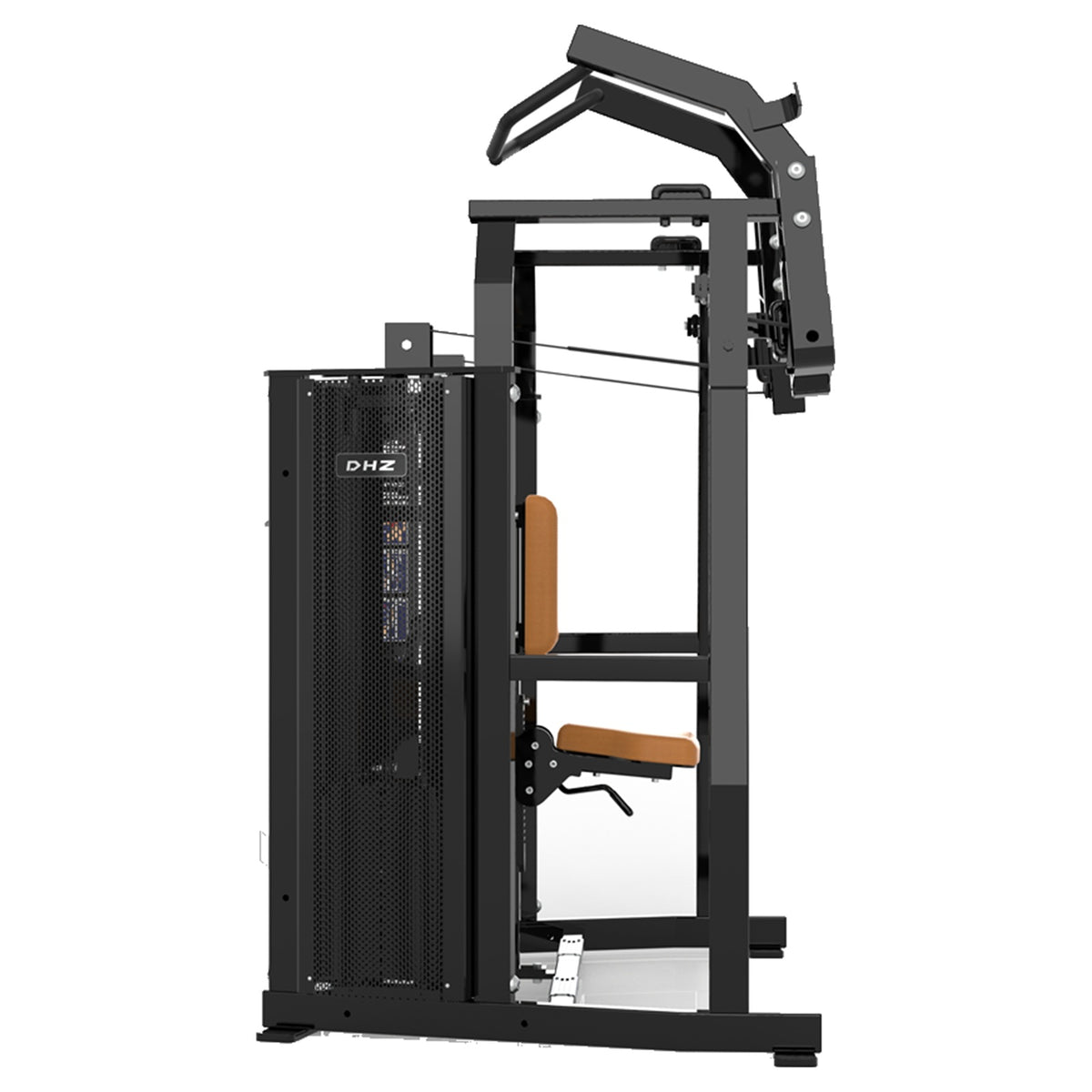 DHZ D-FORCE PM2044 Front Pulldown – Dual Weight Stack Front-Latzugmaschine – braune Polster, Produktansicht 06