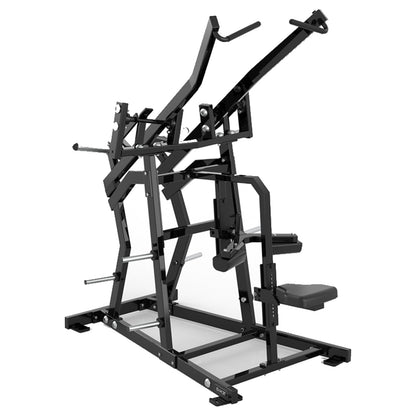 DHZ P-FORCE PM2015 Iso-Lateral Wide Pulldown – Plate Loaded Iso-Laterale Wide-Pulldown-Maschine – schwarze Polster, Produktansicht 06