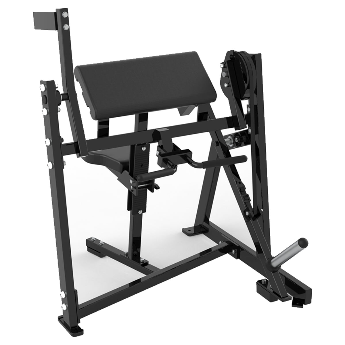 DHZ P-FORCE PM2033 Seated Biceps Curl – Plate Loaded Sitzende Bizepsmaschine – schwarze Polster, Produktansicht 06