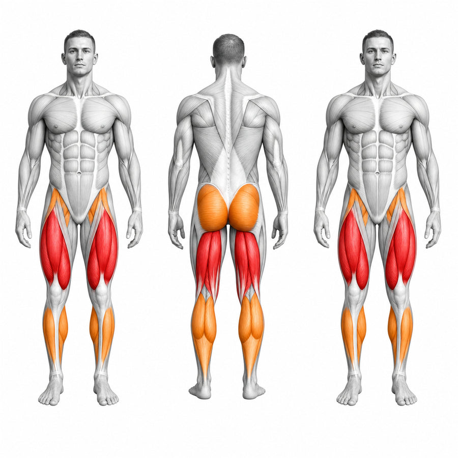 DHZ S-FORCE SM5086 Dual Leg Extension & Prone Leg Curl – Gewichtsblock Dual Beinstrecker und Beinbeuger – Übersicht der trainierten Muskelgruppen