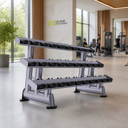 DHZ TITAN Extreme T944 3-Tier Dumbbell Rack – Kurzhantelständer – 3 tier dumbbell rack premium ambiente hell
