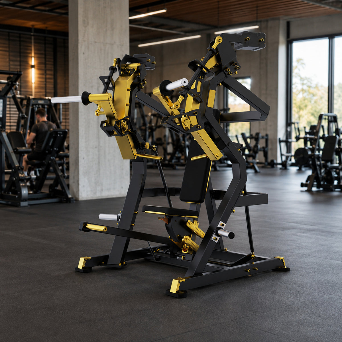 DHZ TITAN Mechanix Y905ZAG Chest Press - Plate Loaded Brustpresse – chest press schwarz gold premium
