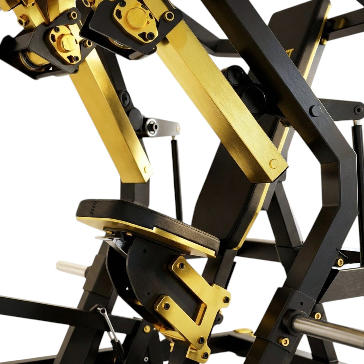 DHZ TITAN Mechanix Y910ZA Low Chest Press - Plate Loaded Brustpresse für den professionellen Einsatz – low chest press schwarz gold sitzverstellung detail