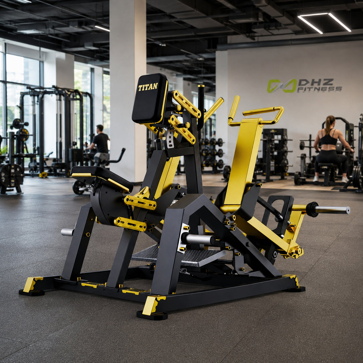 DHZ TITAN Mechanix Y930ZA Row - Plate Loaded Rudergerät für Rückentraining – row schwarz gold premium