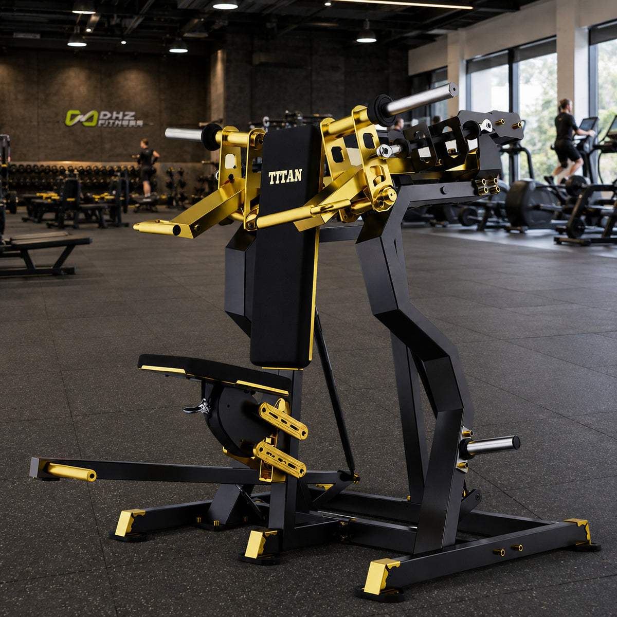 DHZ TITAN Mechanix Y935ZA Shoulder Press - Plate Loaded Schulterpresse für professionelles Oberkörpertraining – shoulder press schwarz gold premium