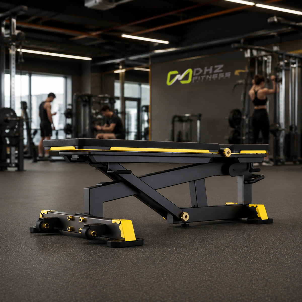 DHZ TITAN Mechanix Y978ZA Super Bench - Verstellbare Trainingsbank (FID) für Freihanteltraining – super bench schwarz gold premium