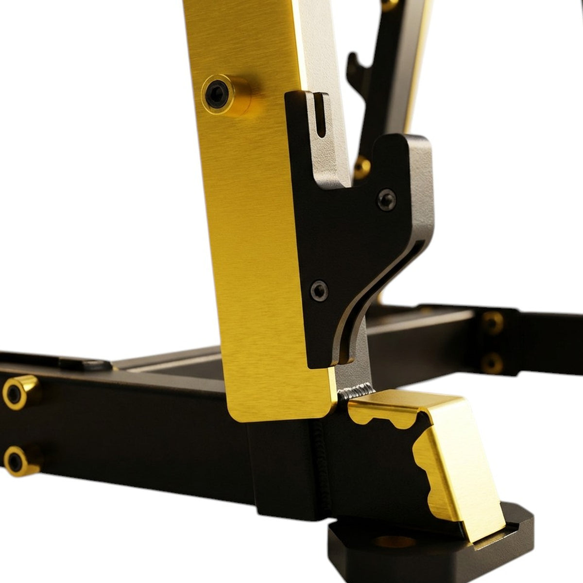 DHZ TITAN Mechanix Y981ZA Barbell Rack - Hantelablage für Langhanteln und Curlstangen – barbell rack schwarz gold haken detail