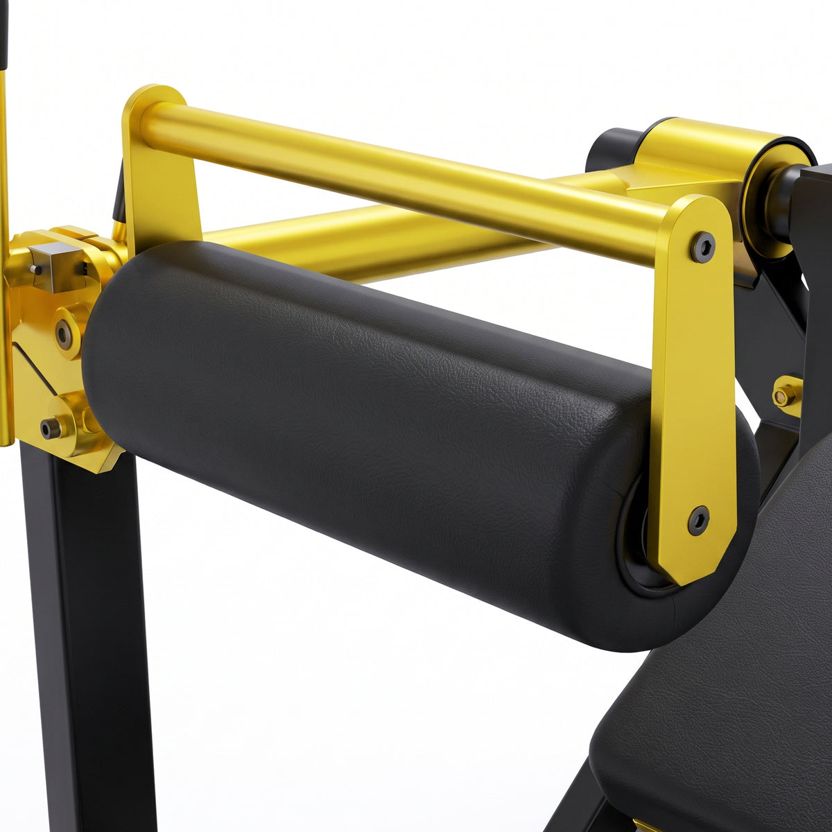 DHZ TITAN Mechanix Y984ZA Hip Thrust - Plate Loaded Gerät für Gesäßtraining – hip thrust schwarz gold polsterrolle detail