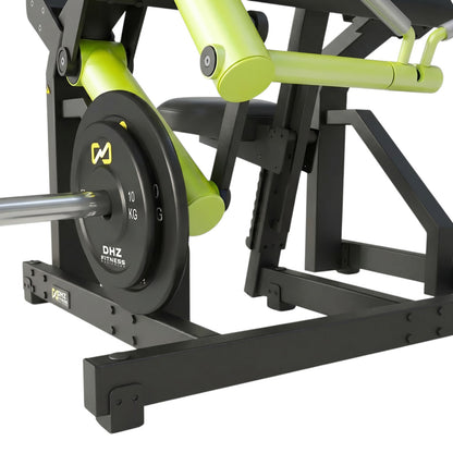 DHZ Y900 Y970 Bizepsmaschine (Biceps Curl) in Grün-Schwarz – Detail der Hantelscheibenaufnahme