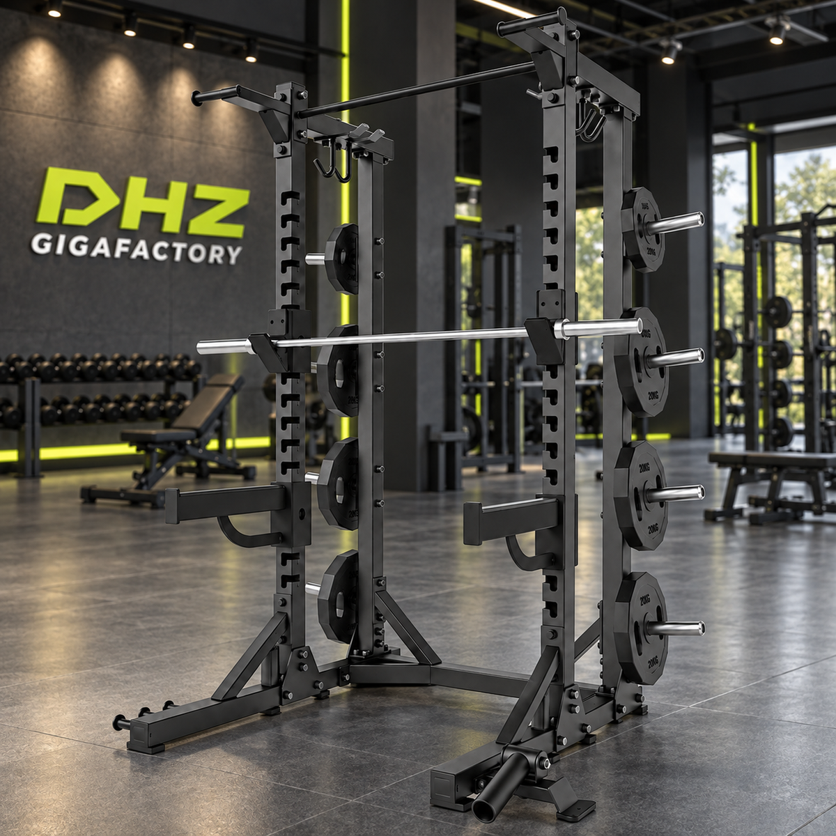DHZ E6227 Classic Half Rack im DHZ Gigafactory Fitnessstudio