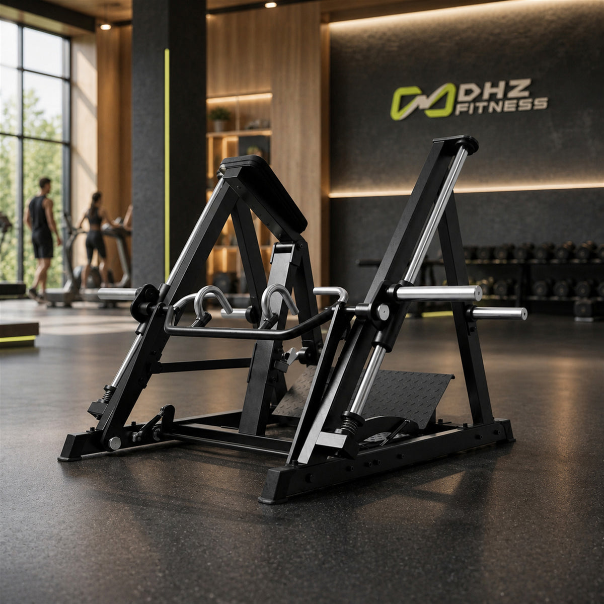 DHZ A624 Supported Angle Row – Professionelle Plate Loaded Rudermaschine – Geräteansicht in einem hochwertigen Premium-Fitnessstudio