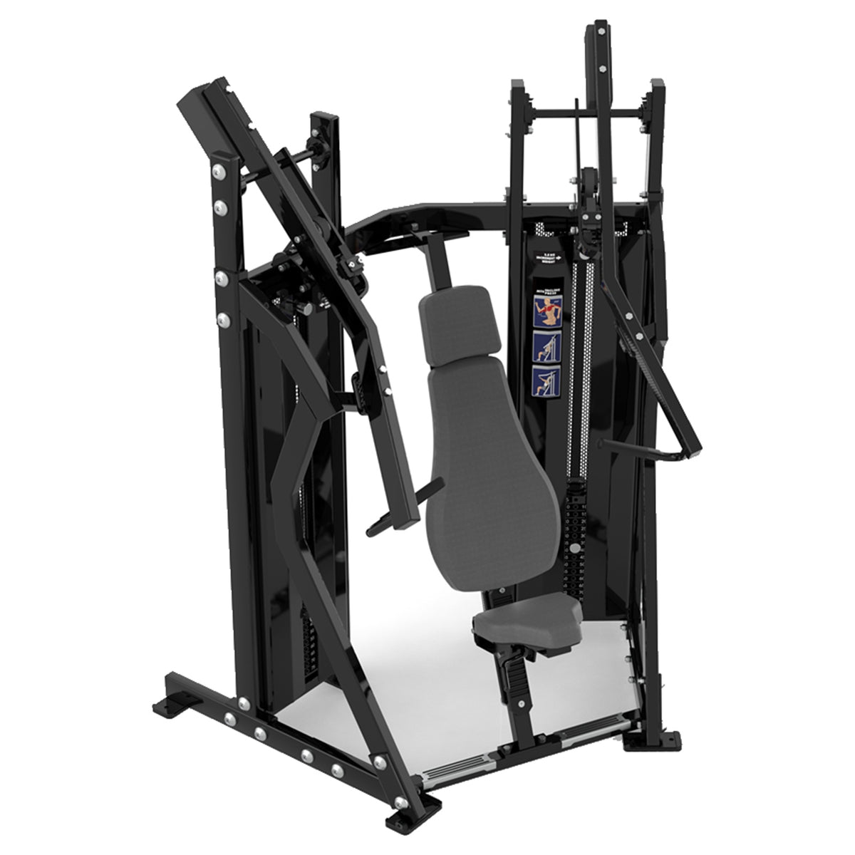 DHZ D-Force PM2038 Chest Press – Dual Weight Stack Brustpresse – schwarze Polster, Produktansicht 07