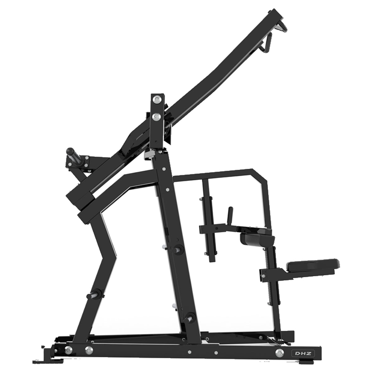 DHZ P-FORCE PM2015 Iso-Lateral Wide Pulldown – Plate Loaded Iso-Laterale Wide-Pulldown-Maschine – schwarze Polster, Produktansicht 07