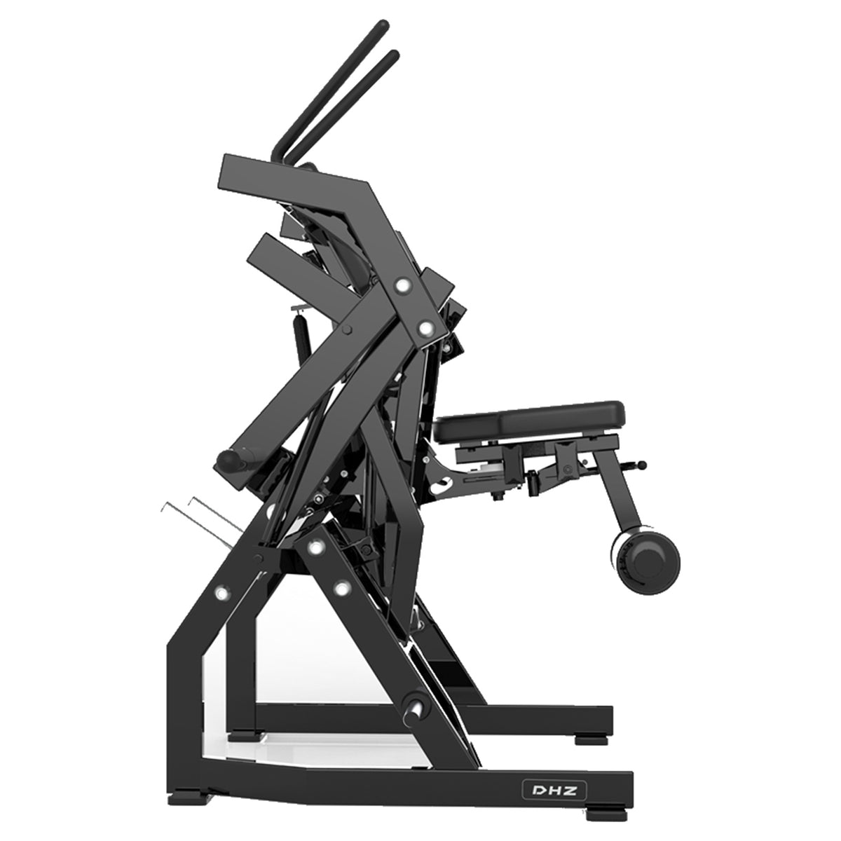 DHZ P-FORCE PM2035 Abdominal Oblique Crunch – Plate Loaded Bauch- und Rotationsmaschine – schwarze Polster, Produktansicht 07