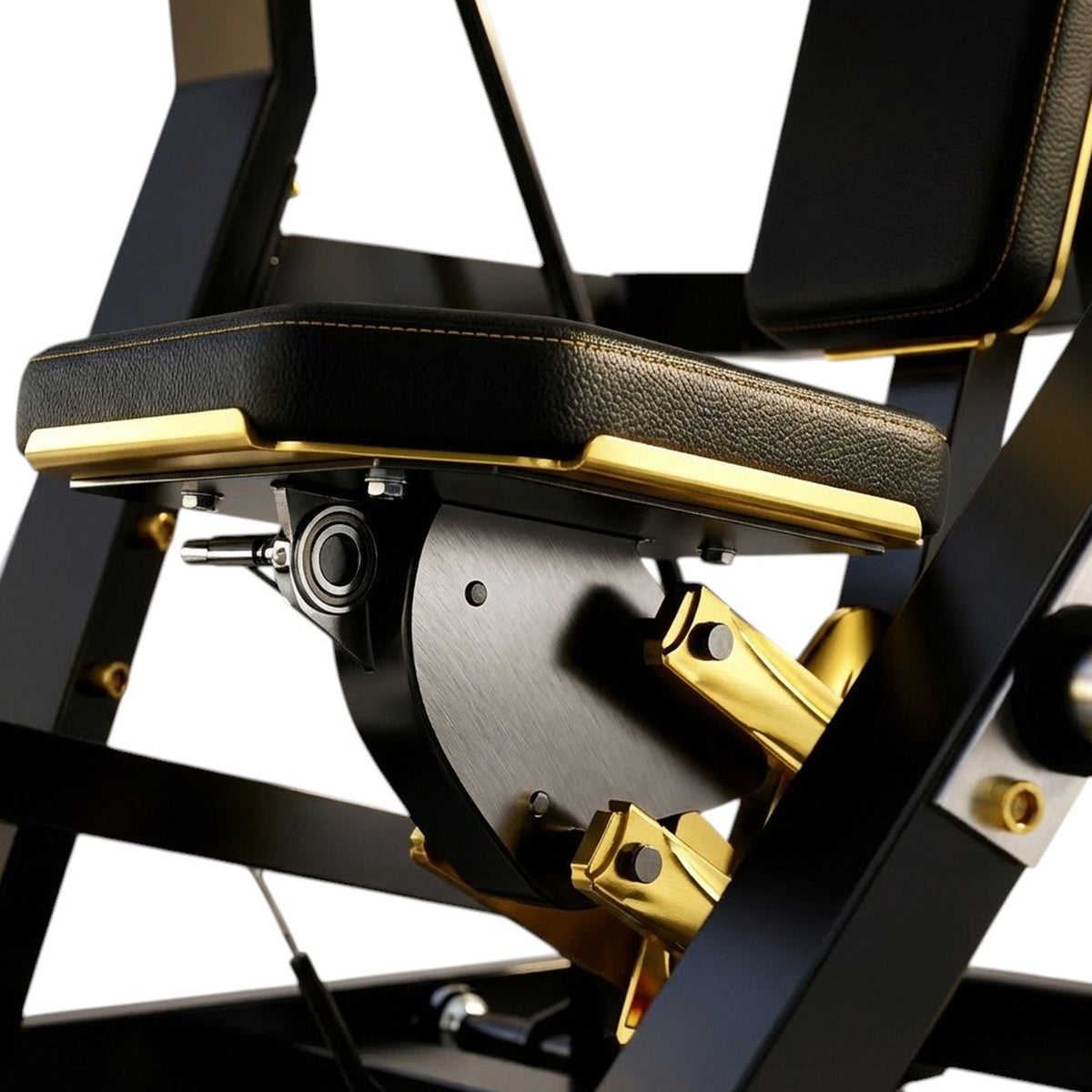 DHZ TITAN Mechanix Y905ZAG Chest Press - Plate Loaded Brustpresse – chest press schwarz gold sitzverstellung detail