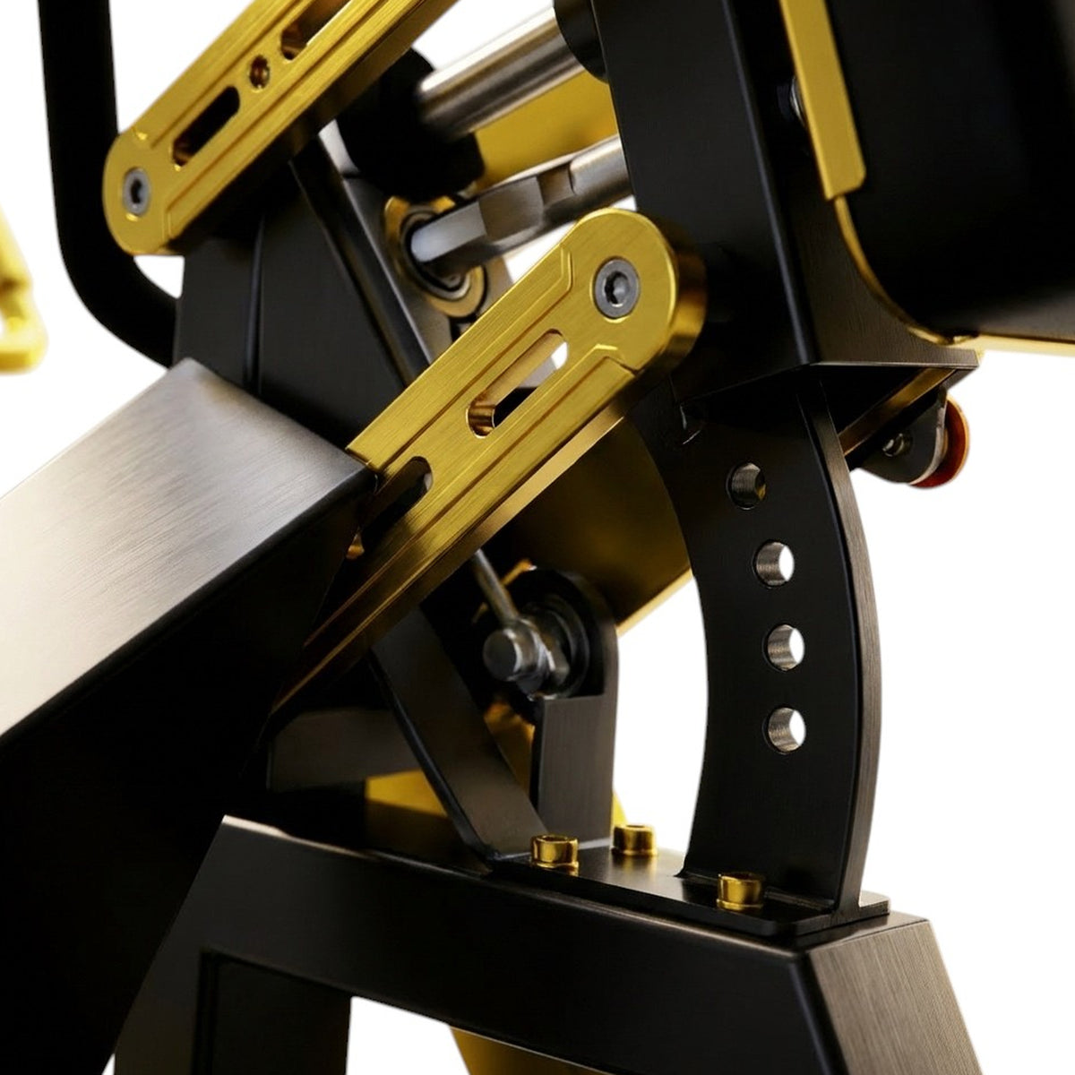 DHZ TITAN Mechanix Y930ZA Row - Plate Loaded Rudergerät für Rückentraining – row schwarz gold verstellmechanik detail