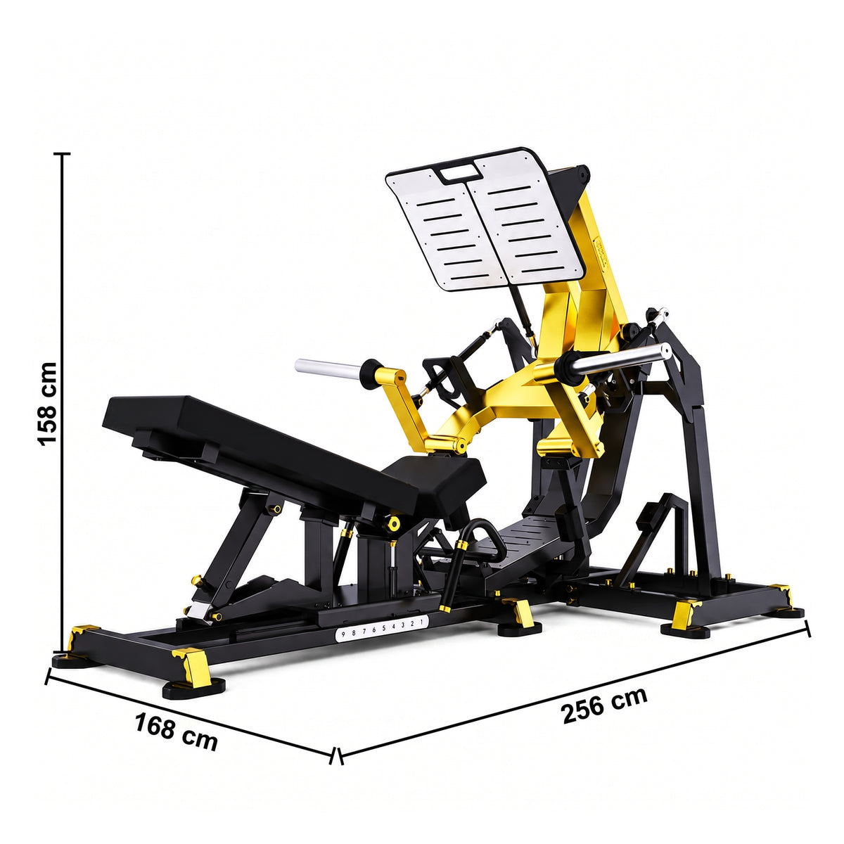DHZ TITAN Mechanix Y950ZA Leg Press - Plate Loaded Beinpresse für professionelles Bein- und Glute-Training – leg press schwarz gold abmessungen