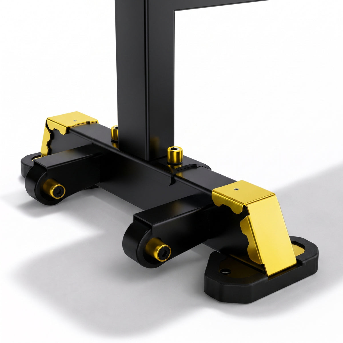 DHZ TITAN Mechanix Y980ZA Flat Bench - Flachbank für Freihanteltraining – flat bench schwarz gold polster gelenk detail